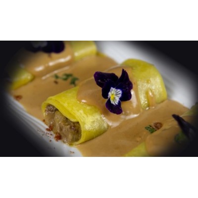 CANELON DE BOLETUS, GAMBAS Y FOIE 75 G.