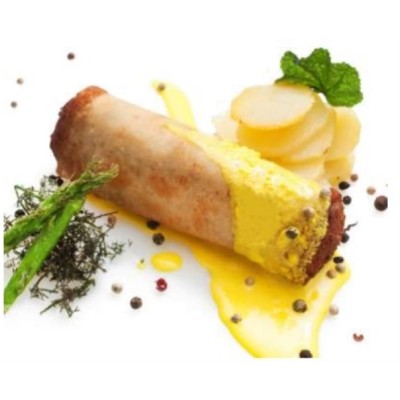 HOJALDRE DE CORDERO, BERENJENA Y MANZANA 120 G.