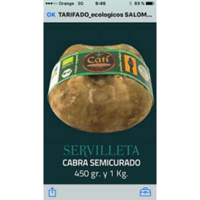 QUESO DE CABRA ECOLOGICO SERVILLETA 1,2 KG. DE CATI