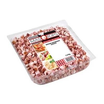 F.BACON AHUMADO A DADOS IQF SIN FECULA 1,5 KG.